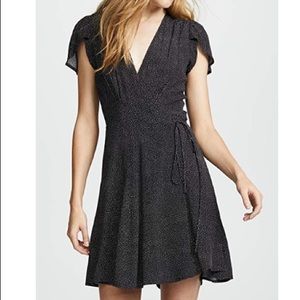 Flirty Black and White Polka Dot Mini Wrap Dress